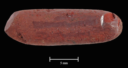 Photo Credit: Artsy.net, a piece of red ochre found near near Scarborough and fashioned into a Stone Age crayon. Courtesy of Paul Shields, University of York. Photo Credit: Artsy.net, a piece of red ochre found near near Scarborough and fashioned into a Stone Age crayon. Courtesy of Paul Shields, University of York.